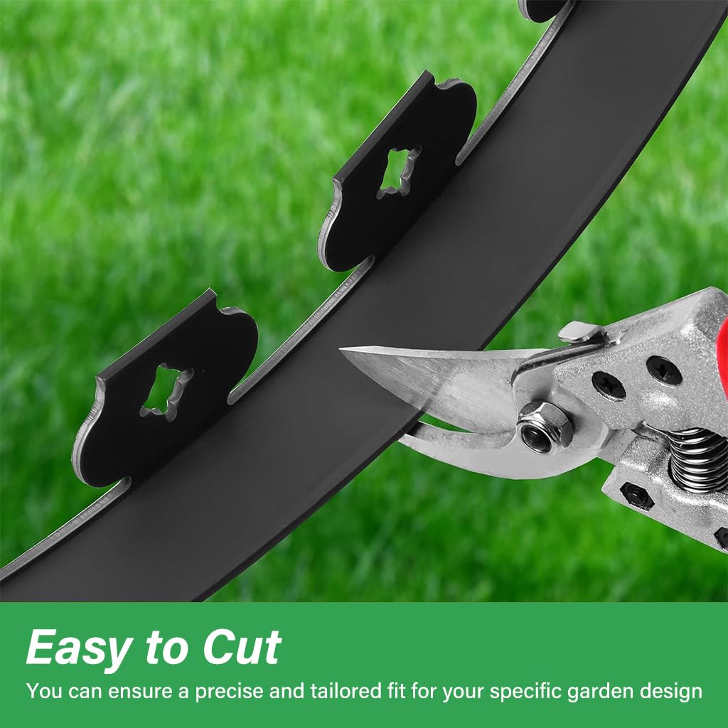 HASTHIP 10m Fence for Boundary with 30pcs Spikes, PE Reusable Green Fence for Garden Art Landscape Edging/Lawn Diveder, Cuttable Garden Edging Border for Lawn, Flower, Tree Surroundings (5CM HT)