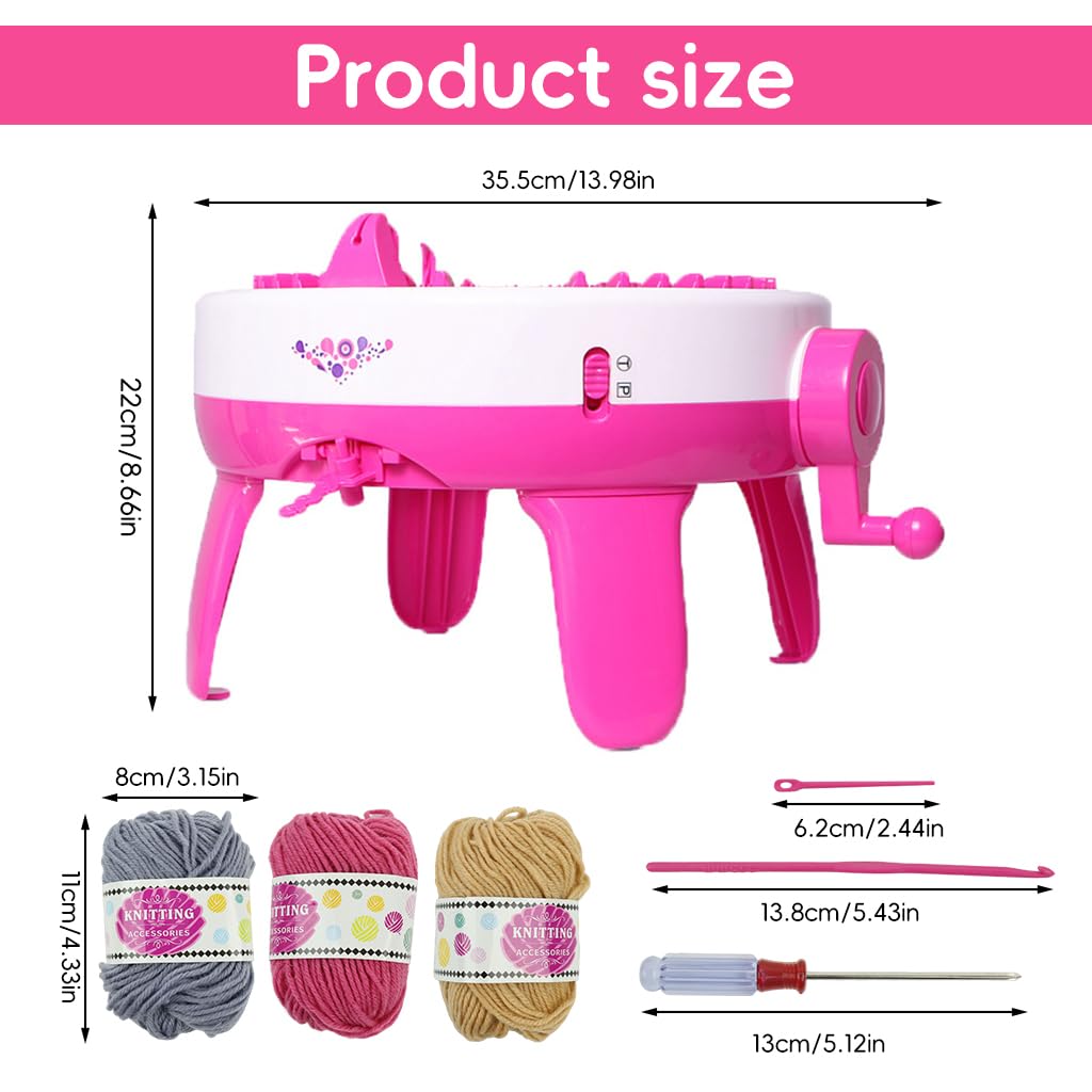 HASTHIP DIY Knitting Machine Set, 40-Stitch Knitting Loom Machine with Wool Yarns, Tools, Needles Hand Cranked Knitting Machine DIY Crochet Knitting Machine for Crochet Hat, Crochet Scarf