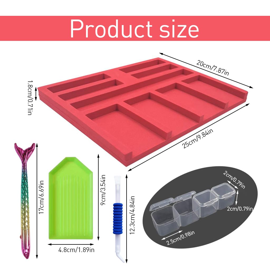 HASTHIP Diamond Art Accessories Diamond Painting Tools Kit with Clay Pads, Transparent Square Diamond Storage Boxes, Diamond Dispensing Tray, Creative Fishtail Diamond Pickup Pen