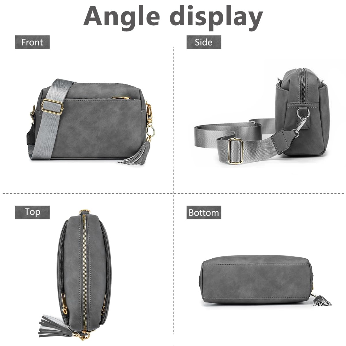 PALAY Small CrossBody Bags for Women PU Leather Phone Bag Square Shoulder Bag With with Adjustable and Removable Wide Strap