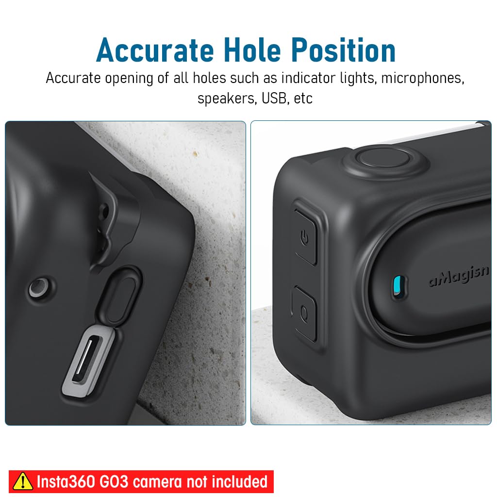 ZORBES Silicone Protective Case Cover for Insta360 GO 3 with Separate Camera Lens Cover, Anti-Scratch Protective Cover Silicone Cover for Insta360 GO 3 Action Camera with Lanyard
