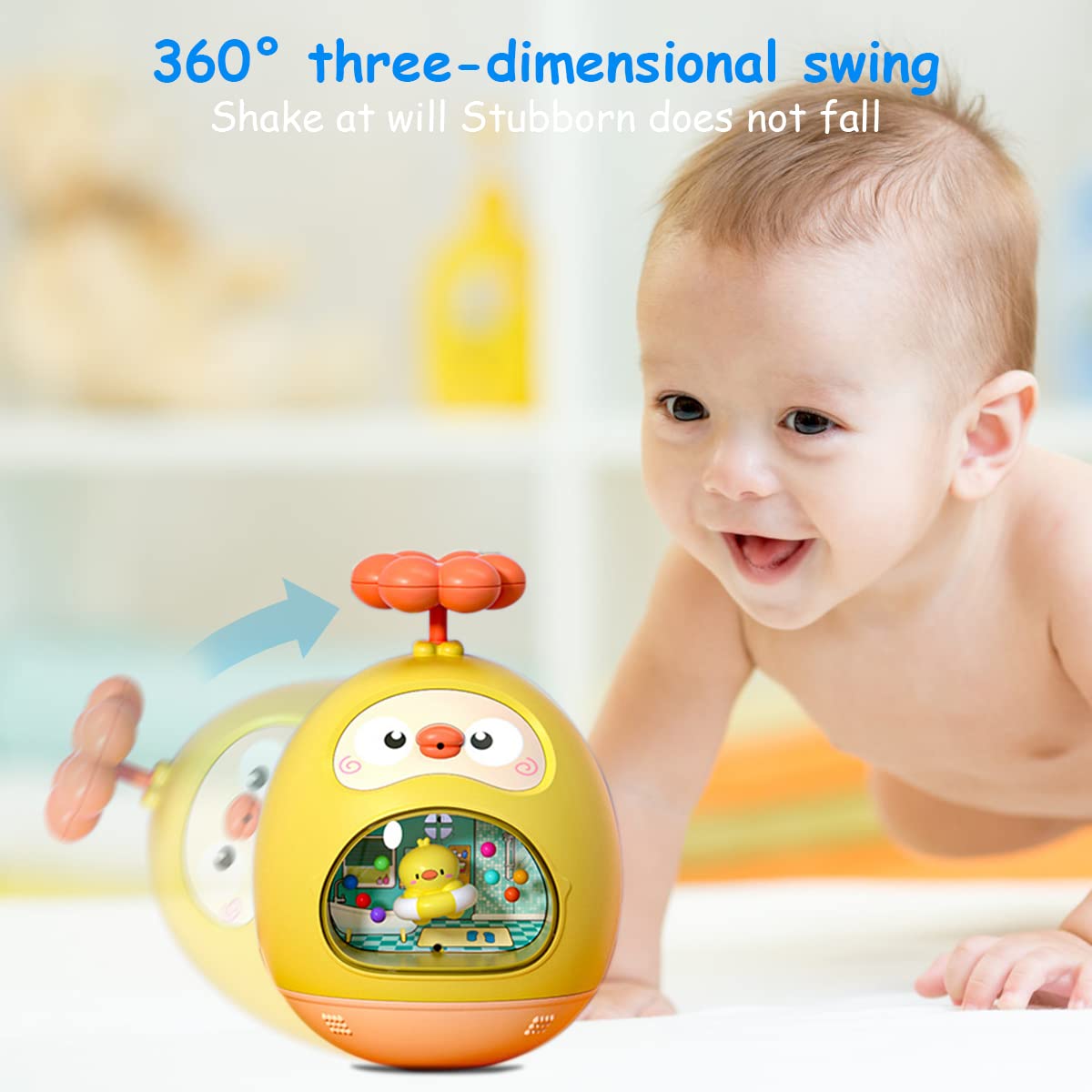 PATPAT Roly-Poly Toy for Baby Kids Baby Bath Toys Fun Duck Water Spray Toy Cartoon Bath Toy Sprinkler Toy Bathtub Toy Gift Toy for Baby Toddler Infant 3-12 Months