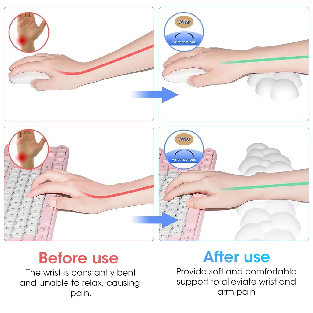 Verilux Desktop Computer Typing Wrist Rest Combo Keyboard Wrist Rest Fatigue Relief Arm Rest for Typing Non-Slip Base Wrist Rest Ergonomic Design Memory Foam PU Wrist for Typing, Gaming, 2pcs