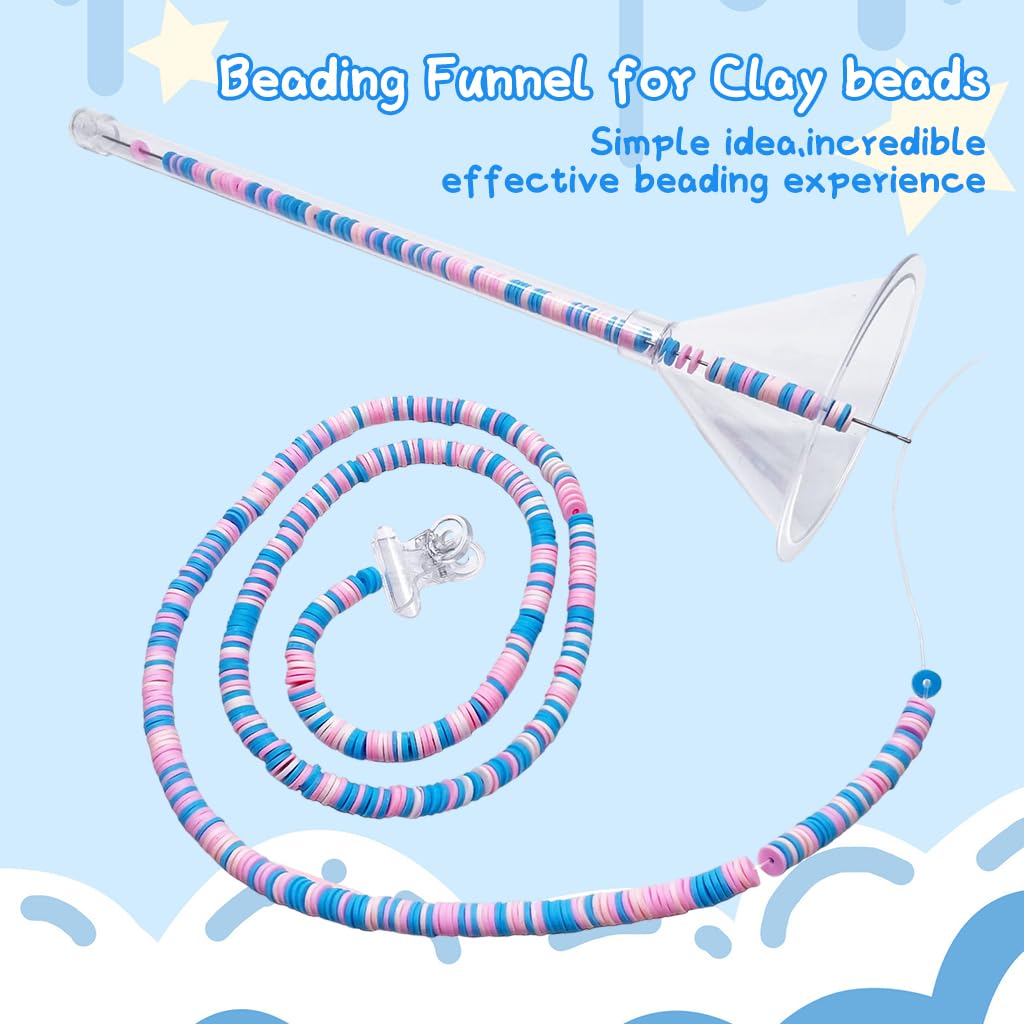 SANNIDHI Beading Tools Kit for Clay Beads, Beading Funnel with Crystal Line & 2 Beading Needles, DIY Beading Craft Supplies Tools for Bracelet Jewellery Making Accessories
