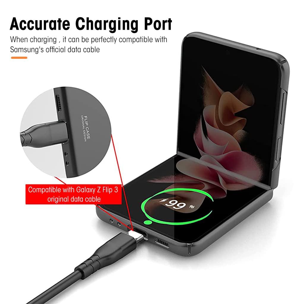 ZORBES Phone Case for Samsung Galaxy Z Flip 5 5G Ultra Thin PC Case for Samsung Galaxy Z Flip 5 Full Coverage Anti Scratch Phone Cover for Samsung Galaxy Z Flip 5 Black