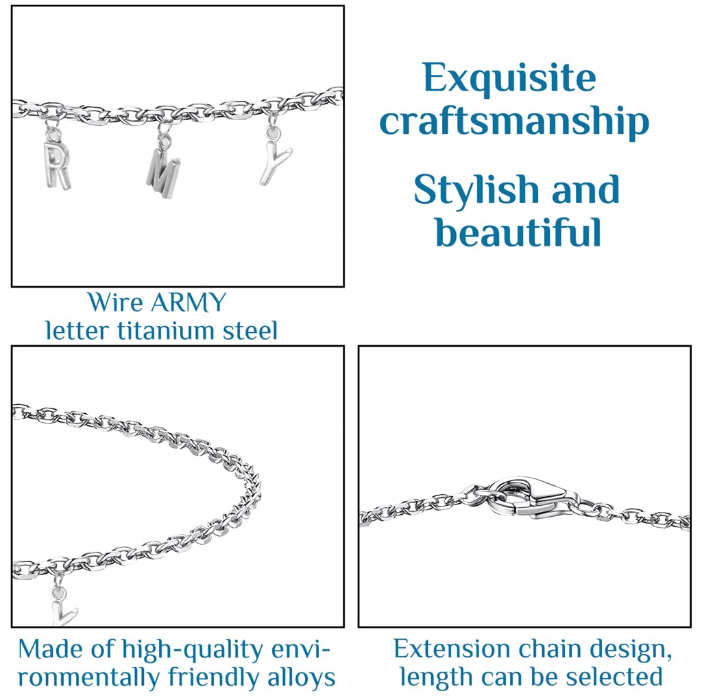 SANNIDHI BTS Kpop Letters Pendant Bracelet Fashion Bangtan Boys Titanium Steel Alphabet Bracelet, Bracelets For Men Fashion Jewelry, Cool Style Jewelry Unisex