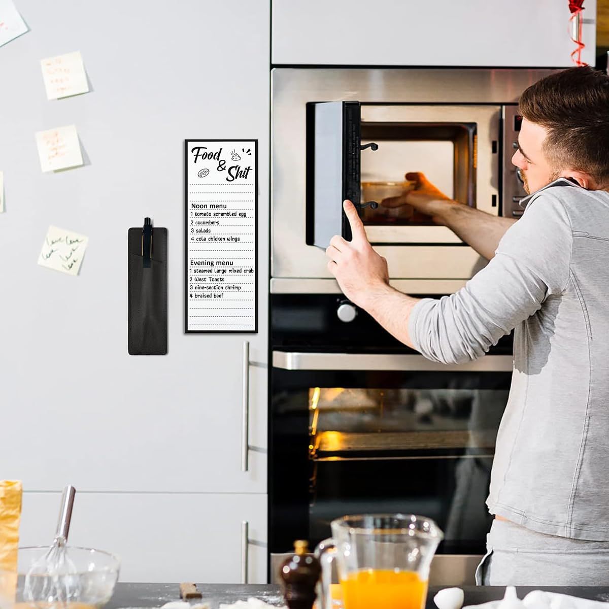 Climberty Grocery Shopping List Fridge Magnet with Marker, 50-Sheet Magnetic Kitchen Grocery List Note Pads, Magnetic Pu Leather Marker Pouch for Shopping and to Do Lists (Black)