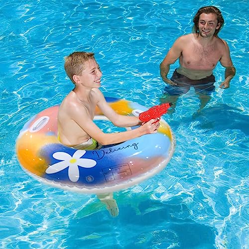 Optifit Inflatable Swimming Ring 75cm Durable Thickened PVC Float with Handles for Adults, Leakproof Water Tube for Pools & Beaches Enjoyable Summer Party Outdoor Water Toy