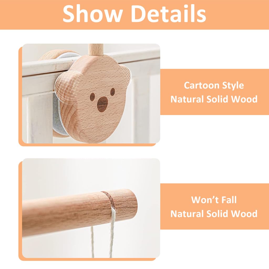 SNOWIE SOFT 360° Wooden Crib Mobile Arm Baby Mobile Hanger Mobile Holder for Crib, Rotatable Baby Crib Mobile Arm Cradle Toys Universal for Crib Hanging Toys for Babies, 32.8''(Not Included Toys)