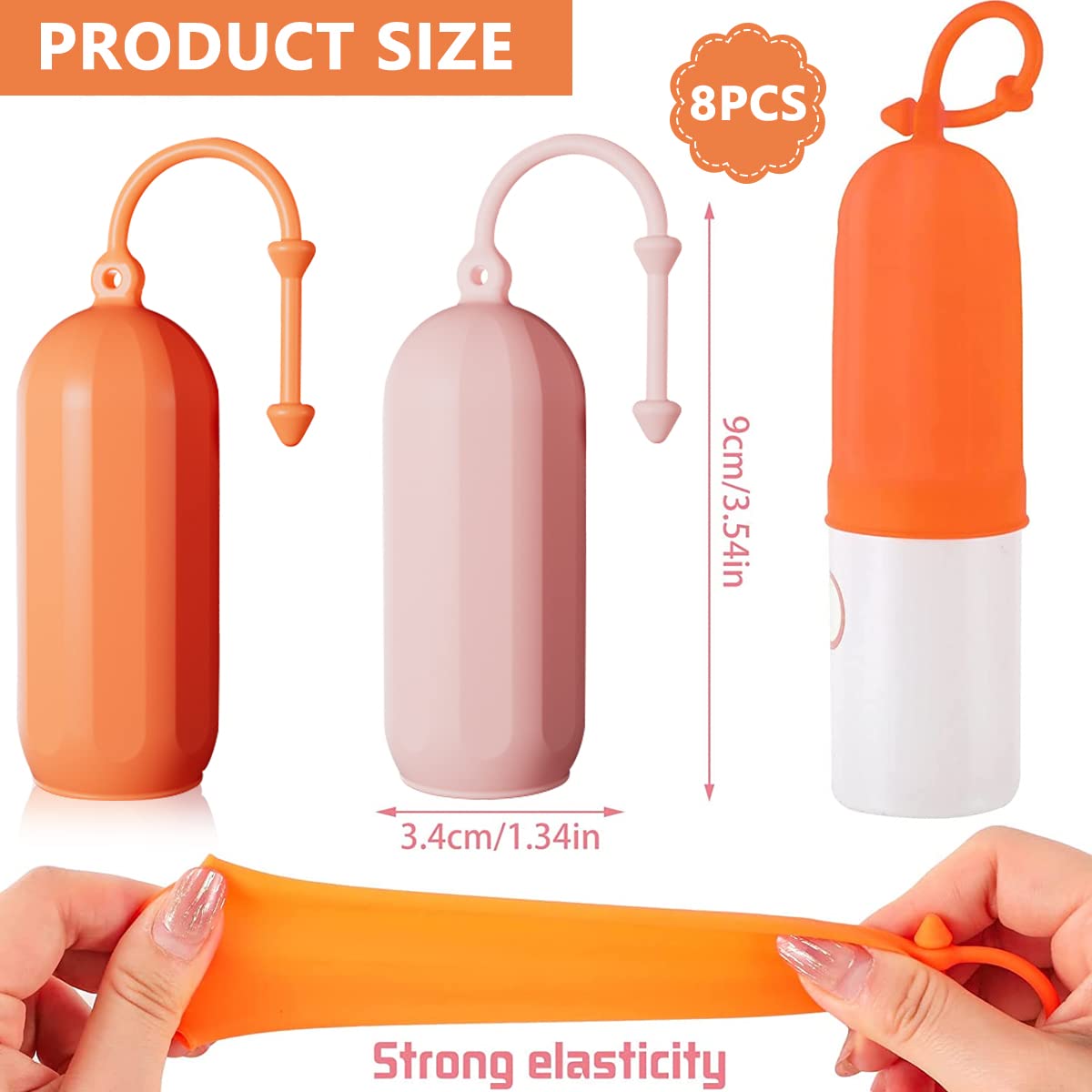 MAYCREATE 8Pcs Elastic Sleeves for Leak Proofing Travel Bottle Covers for Toiletries, Reusable Silicone Travel Container Sleeves with Pull Handle for Shampoo Lotion Leakproof Luggage Accessories