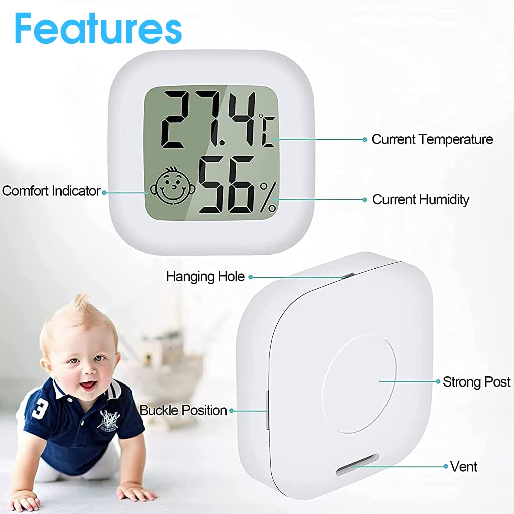 Supvox Mini Indoor Thermometer and Hygrometer LCD Digital Display Accurate Temperature Monitor Meter,for Home,Indoor Green House,Office
