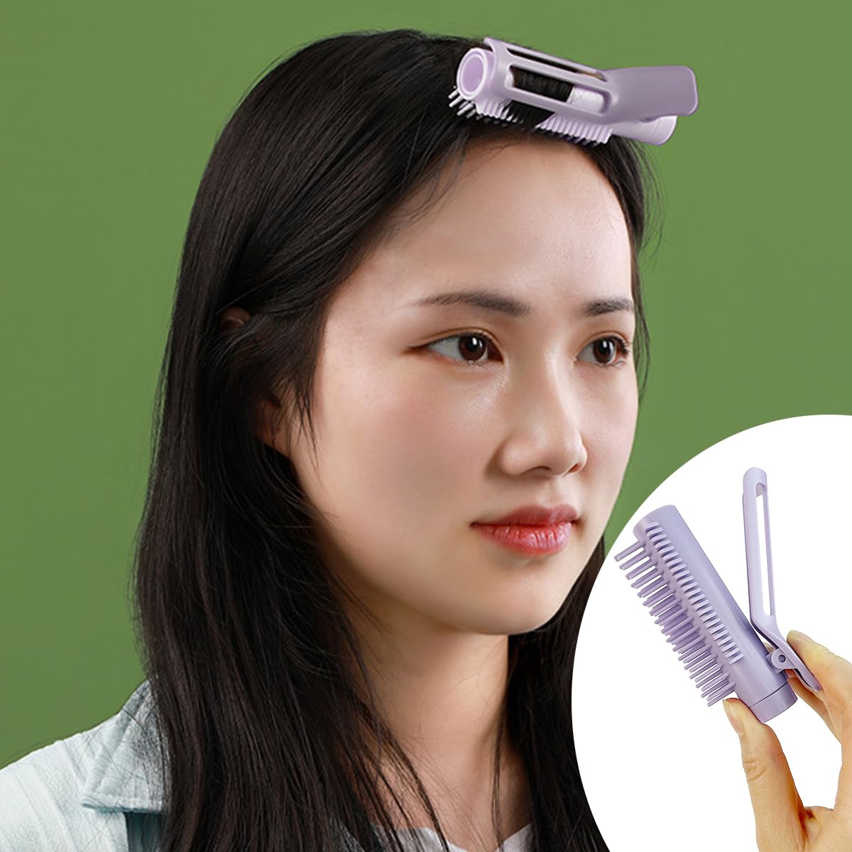 MAYCREATE Hair Styling Brush Hair Volumizing Clip Brush Retractable Round Brush Fluffy Hair Root Portable Hair Brush Comb Hair Root Volumizing Hair Brush