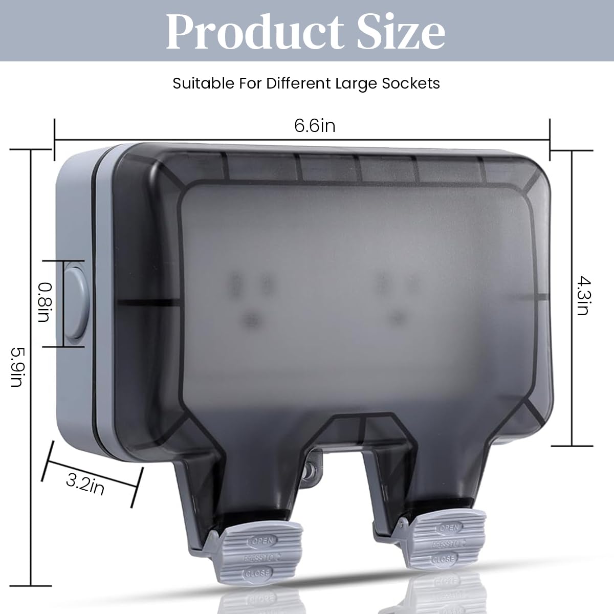 Serplex Waterproof Cover for Duplex Outlet Outdoor Electric Switch Socket Cover Double Socket Switch Cover with Flip Up Lid Universal Duplex Receptacle Waterproof Cover for 86mm×146mm Faceplate