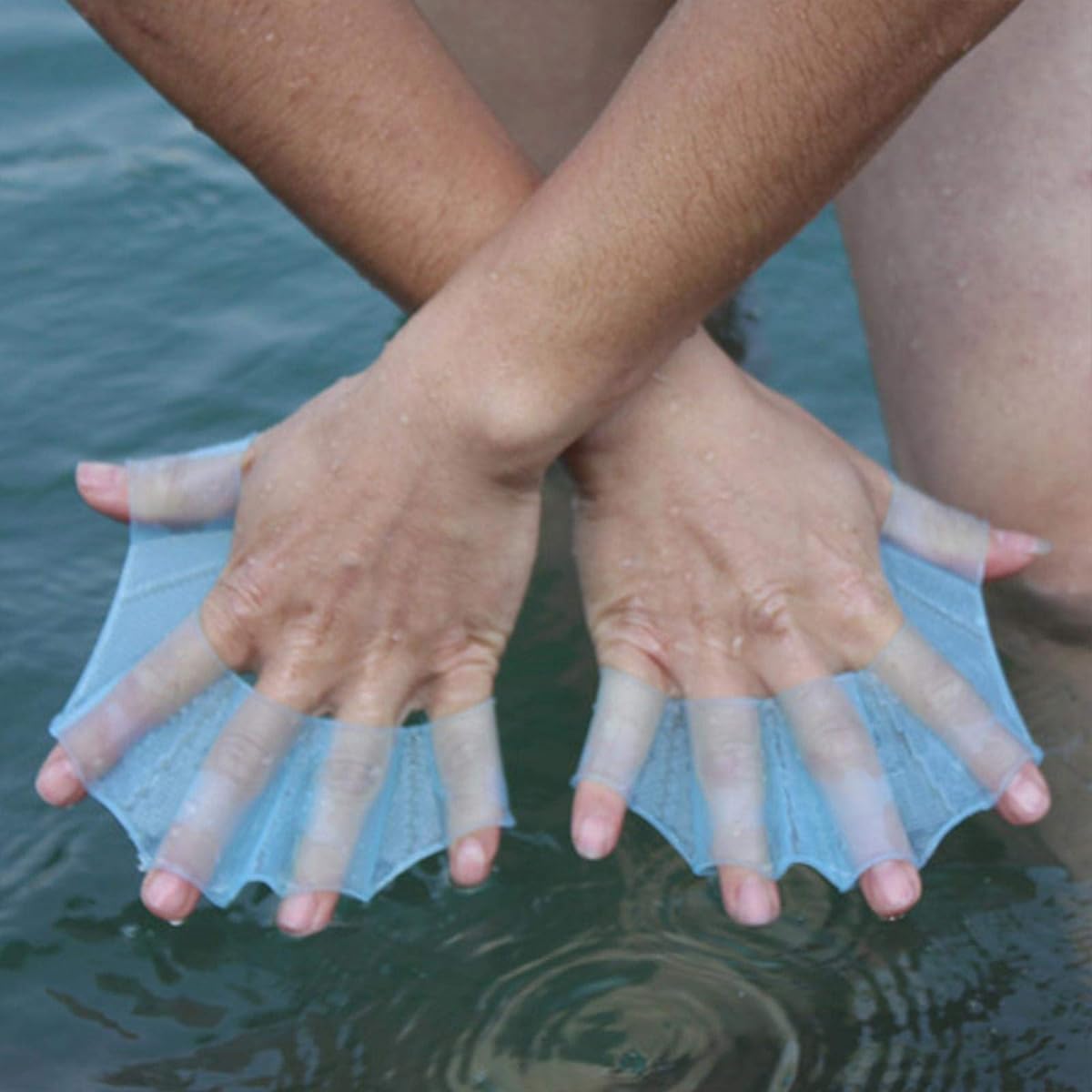 Proberos Hand Webbed Paddle Gloves Finger Wear Swimming Gloves Snorkeling Silicone Adult Swimming Webbed Gloves