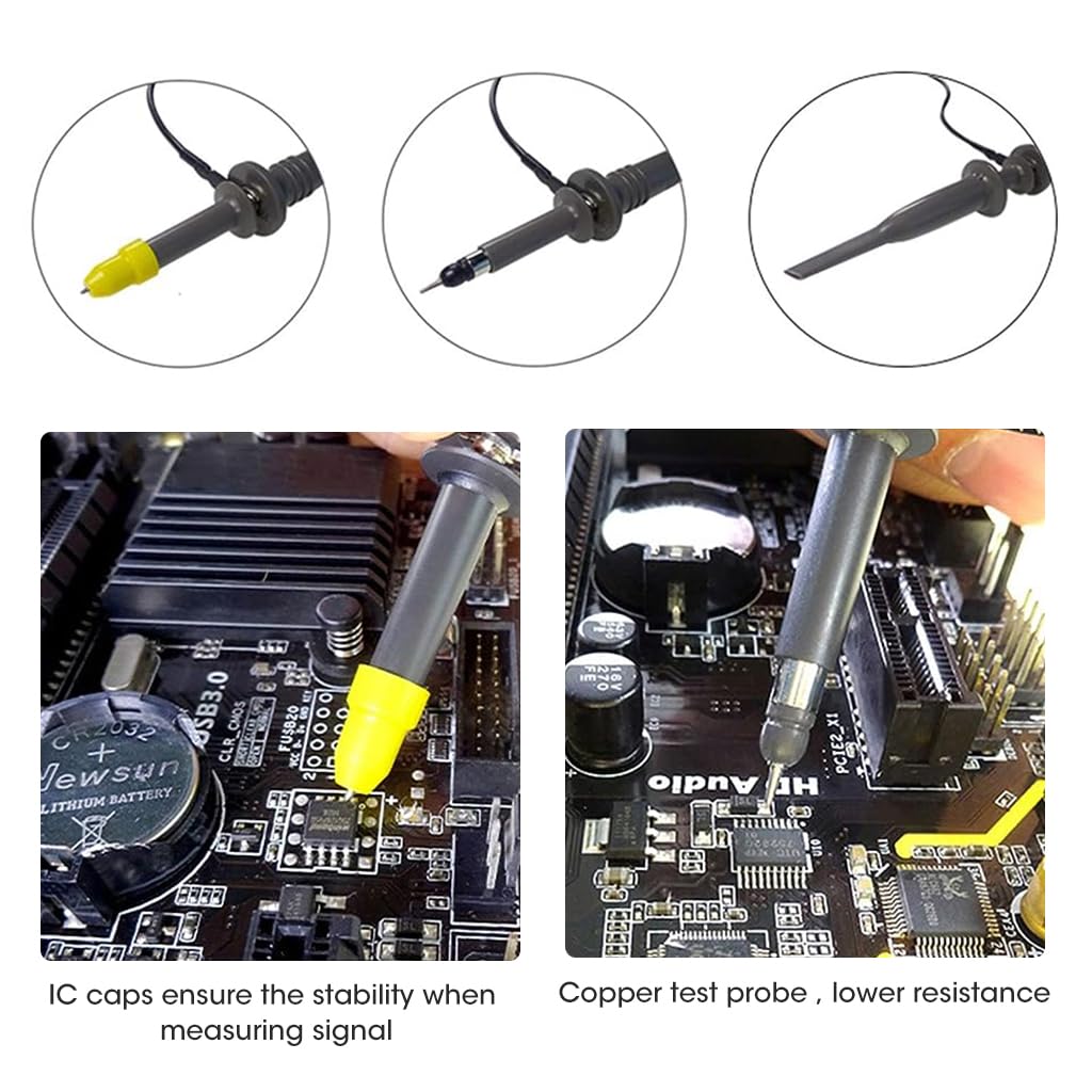 Serplex P6100 Oscilloscope Clip Probes 100 MHz 600V DC High Sensitivity Oscilloscope Clip Probe 10: 1 and 1: 1 for DSO-TC2 / DSO-TC3 Oscilloscope Digital/Virtual/Handheld Oscilloscopes (2 Pack)