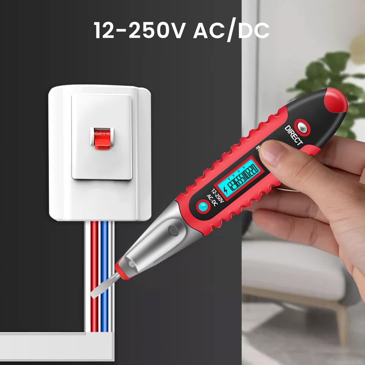 Serplex Voltage Tester with Light Tester Electrical Continuity Tester NCV Non-Contact Voltage Tester Pen with LCD Backlight Live/Neutral Wire Tester Pen for DC/AC 12V-250V Wire Breakpoint Finder