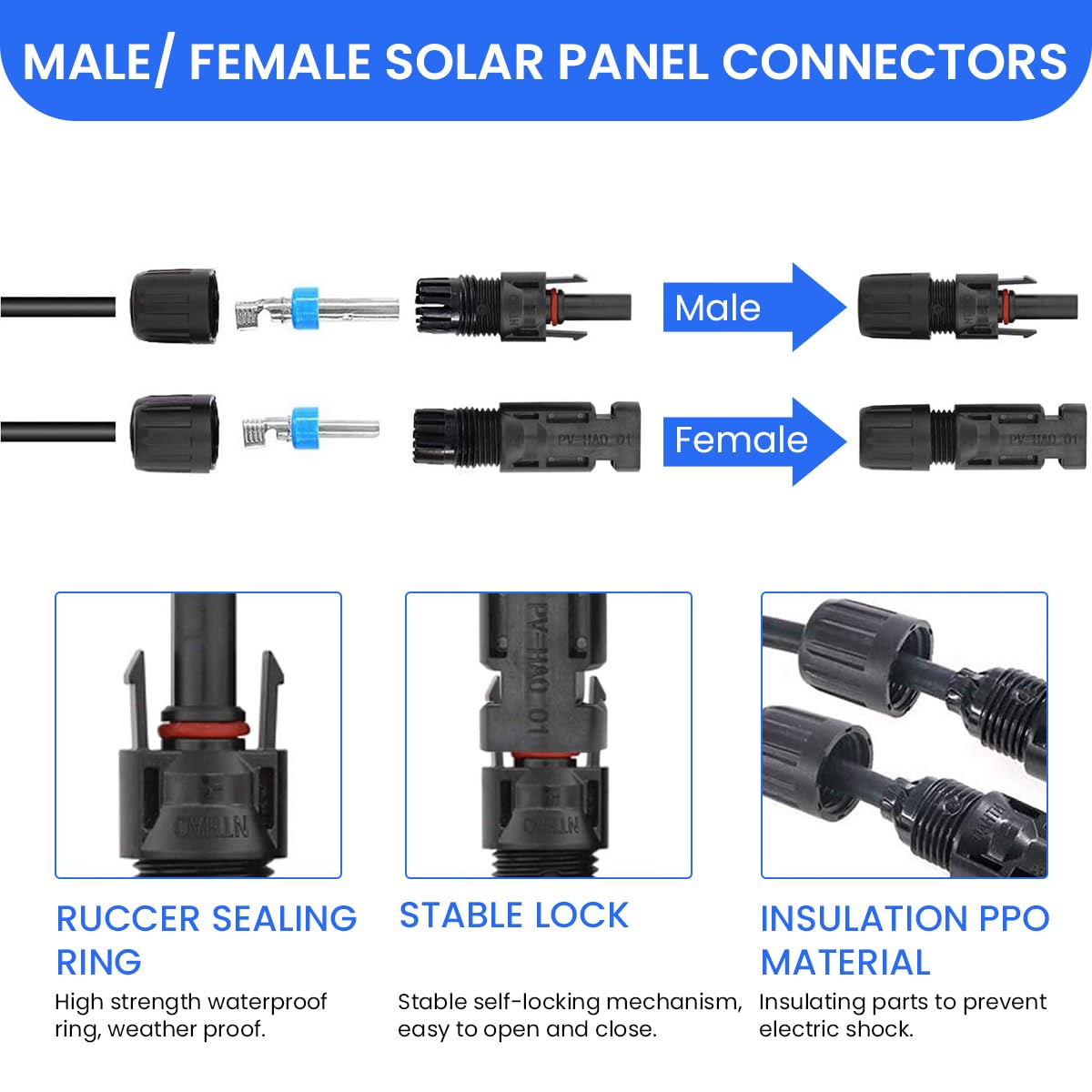 Serplex Solar Crimper Tool Kit Wire Stripper Crimping Tool with Tool Bag, 5 Pairs MC4 Connectors, Spanner Wrench for Solar Panel Cable Assembly and Installation