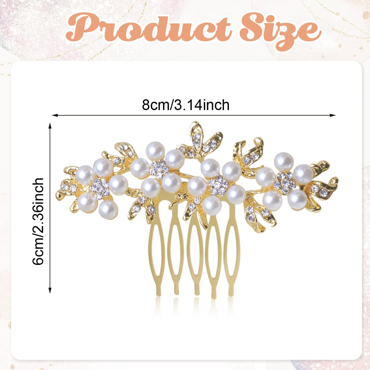 SANNIDHI Hair Clips for Women Pearl Side Comb Clip Flower Hair Pins for Women Girls Elegant 3in Bridal Comb Clips for Hair Bun Accessories for Wedding, Party, Dating