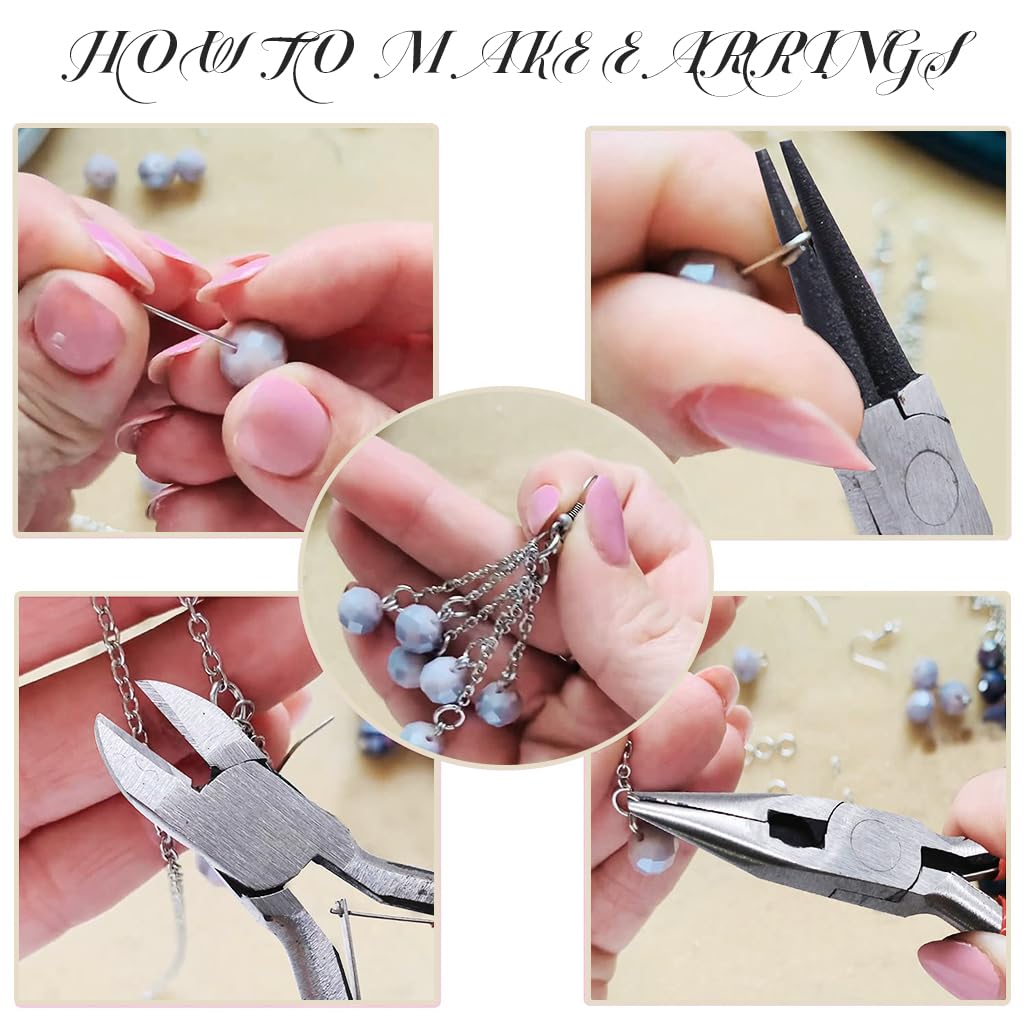 HASTHIP 977 PcsCrimp Beads Kit for Jewelry Making, Knot Covers, Crimp Bead Covers, Crimp Tubes, Jump Rings and Wire Guardians with Crimping Pliers, Elastic String for Bracelets Necklaces Making