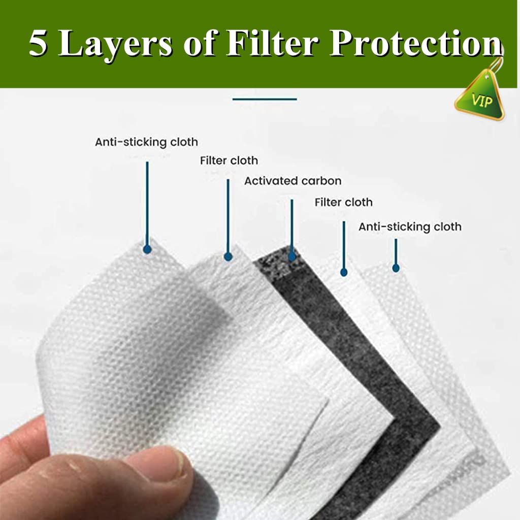HANNEA 20 pcs PM2.5 Activated Carbon Mask Filter with 5-Layer Filtration-Adult Dustproof, Prevent Particulate Matter(Mask not Included)