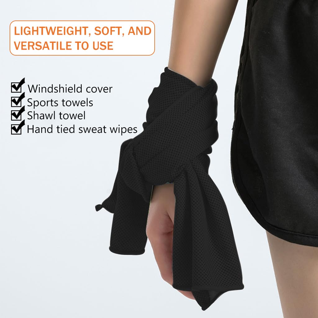 Proberos Ice Towel, Soft Breathable Chilly Towel, Microfiber Towel for Yoga, Sport, Running, Gym, Workout,Camping, Fitness, Workout & More Activities Black+ Orange