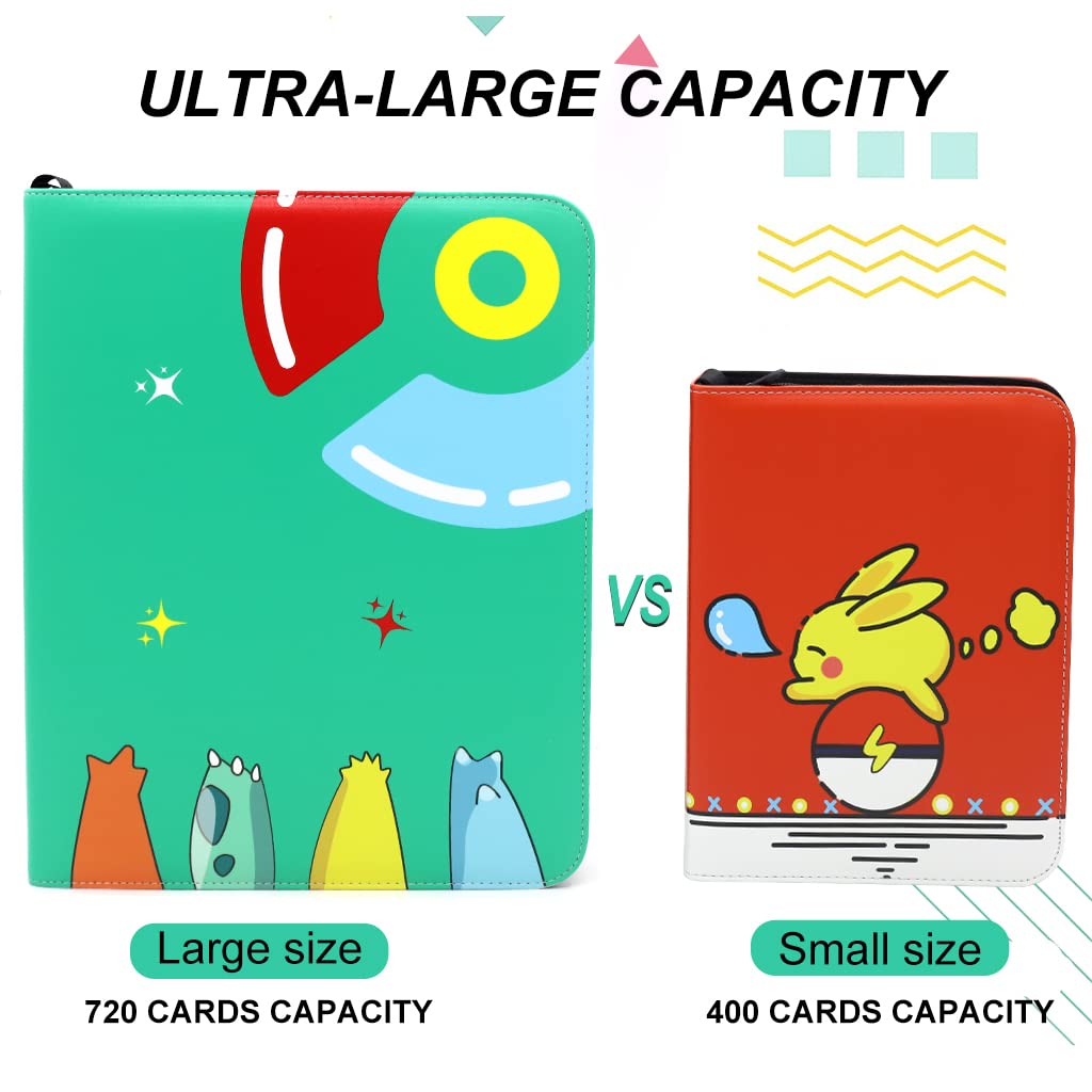 PATPAT Poke-mon Binder, Big Size Trading Cards Album for 720 Poke-mon Cards Cartoon Prints Zipper Bag Trading Card Binder Poke-mon Cards Collection Bag Game Cards Binder Gift for Kids Boys Girls