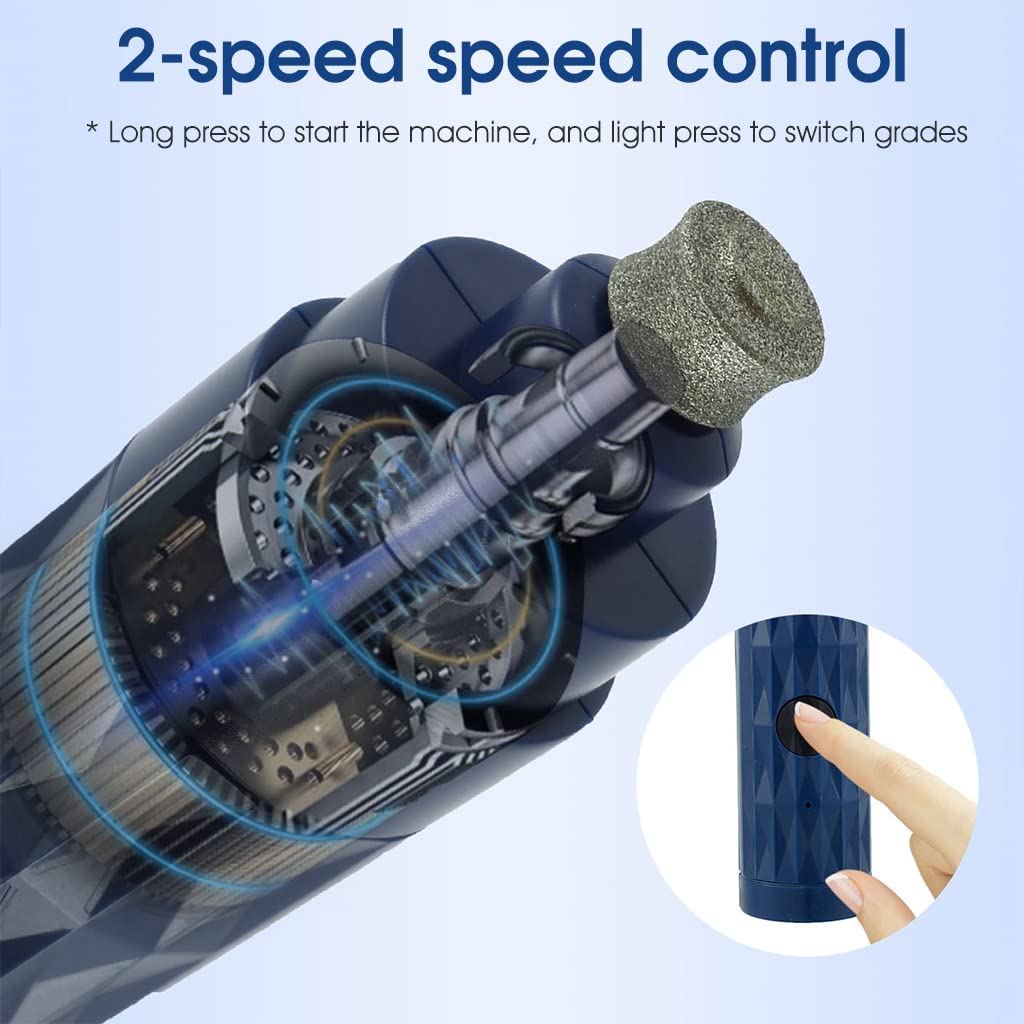 Qpets Dog Nail Grinder with LED for Pet Nail Grinder Rechargable Pet Nail Trimmer, 2 Adjustable Speed Nail Trimmer Grinder for Small Medium Dogs Cats