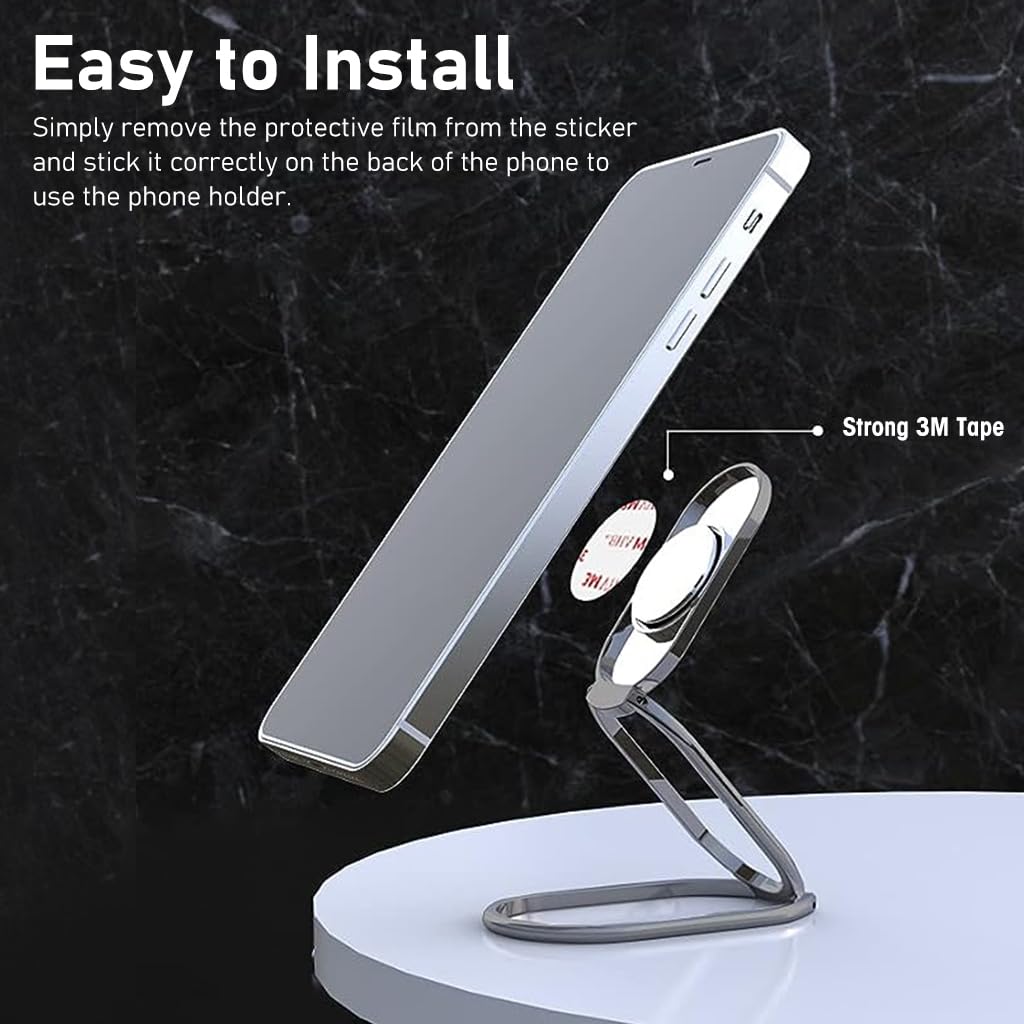 ZORBES Mobile Stand Foldable Phone Stand 3M Self-Adhesive Metal Desktop Phone Stand Holder Mobile Back Holder Grip Folding Phone Grip Holder Mobile Ring Holder Compatible with Most Smartphones