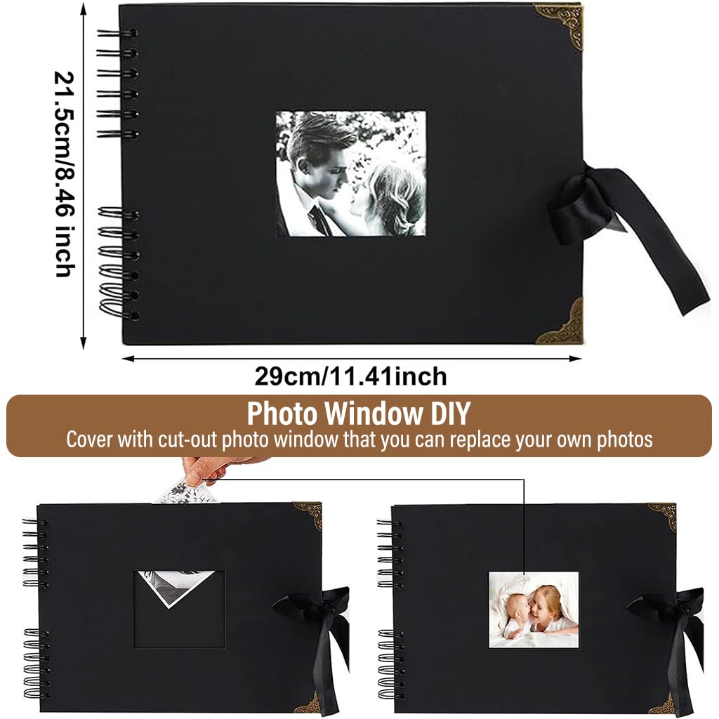 HASTHIP DIY Scrapbook Photo Album Kit, Anniversary Gift for Couple Special, A4 DIY Wedding Album Set with Color Stickers, Color Pen, Graduations Album Memory Photo Album, 80Pages/40Sheet