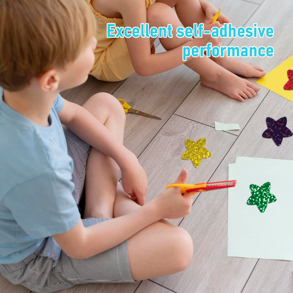 HASTHIP 500Pcs Glitter Star Stickers, 1 inch/2.54cm Self Adhesive Small Star Stickers for Reward Charts, Incentive Stickers Sparkly Star Stickers for Kids Teachers School Office (8 Colors)