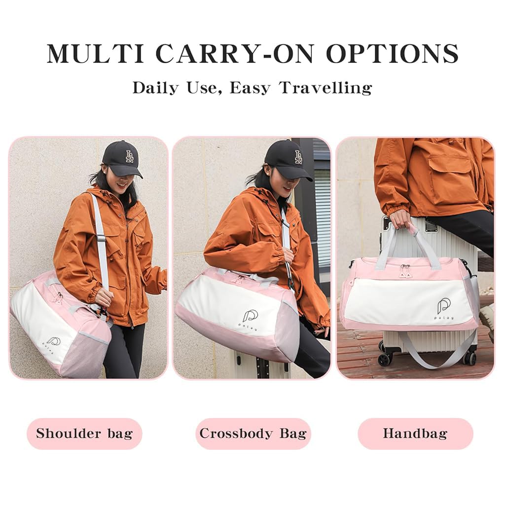 PALAY Women Gym Bag, Fitness Duffel Bag, Travel Bag Fitness Backpack, Travel Luggage Bag, Gym Bag with Shoe Compartment Waterproof Oxford Cloth Gym Bag with Reinforced Handle & Shoulder Strap