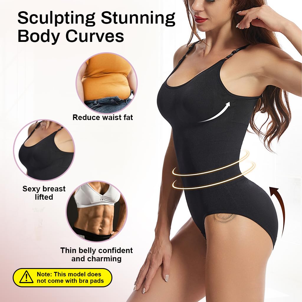 PALAY Waist Trainer Seamless Sleeveless for Women Butt Lifter Panties Tummy Control Shapewear Bodysuit adjustable Spaghetti Strap Body Suits Shaper, XL