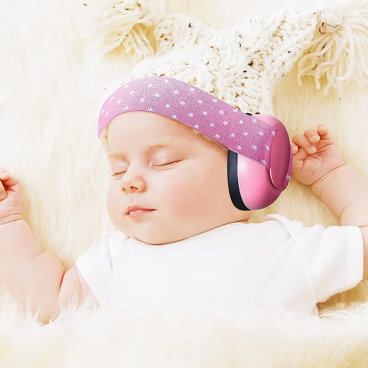 SNOWIE SOFT Noise Cancellation Ear Muffs for Baby Use Noise-cancelling Ear Muffs for Baby Toddler Ear Muffs for Noise Reduction Baby Ear Muffs for 0-3 Years Old On Flight Sleep Travel (Pink)