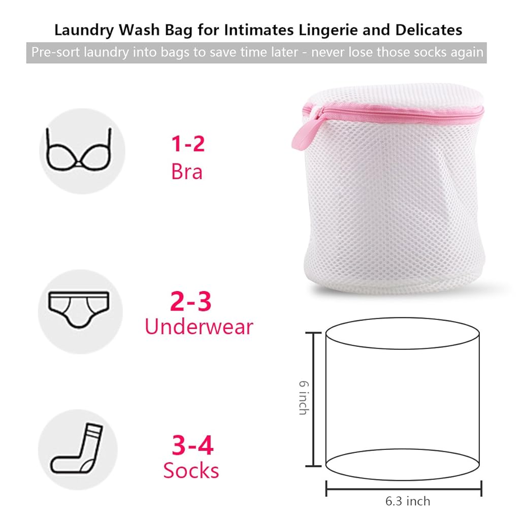 ZIBUYU® Bra Laundry Bag with Zips for Delicates, Mesh Wash Bag for Lingerie, Underwear, Blouses, Baby Clothes, Hosiery, 1 Pc White, Durable Reusable Polyester, Protects Garments in Washer & Dryer