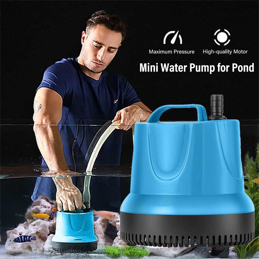 Qpets 1200L/H Submersible Water Fountain Pump, Mini Water Pump for Pond, 25W Power Large Water Pump for Fountain, Water Circulation Pumps with Suction Cup Bottom for Fish Garden (Blue)