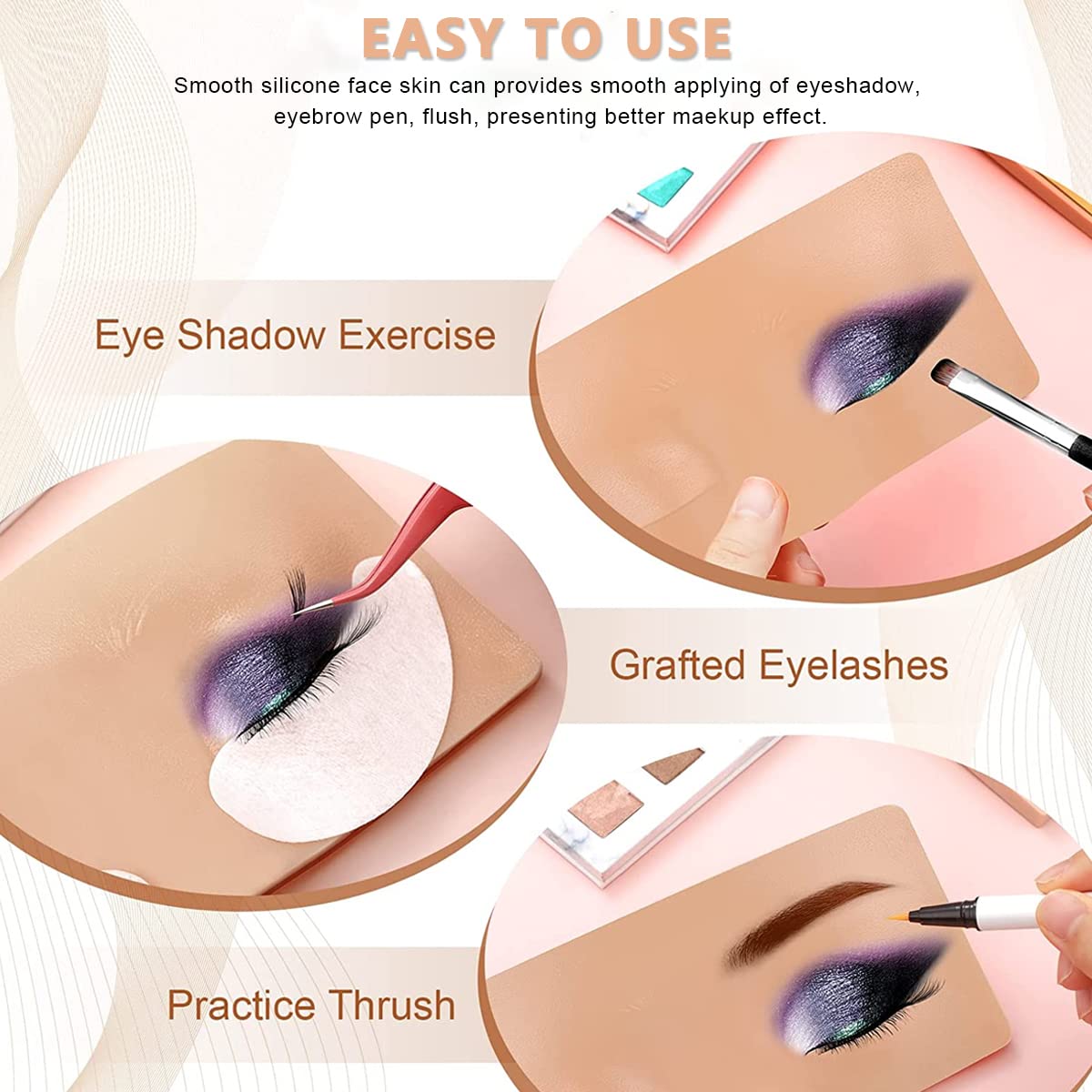 MAYCREATE Makeup Practice Face Board Skin Realistic 3D Makeup Practice Skin for Eyebrow, Eye Makeup Dummy For Women, Reusable Silicone Makeup Face for Beginner Makeup Artist The Perfect