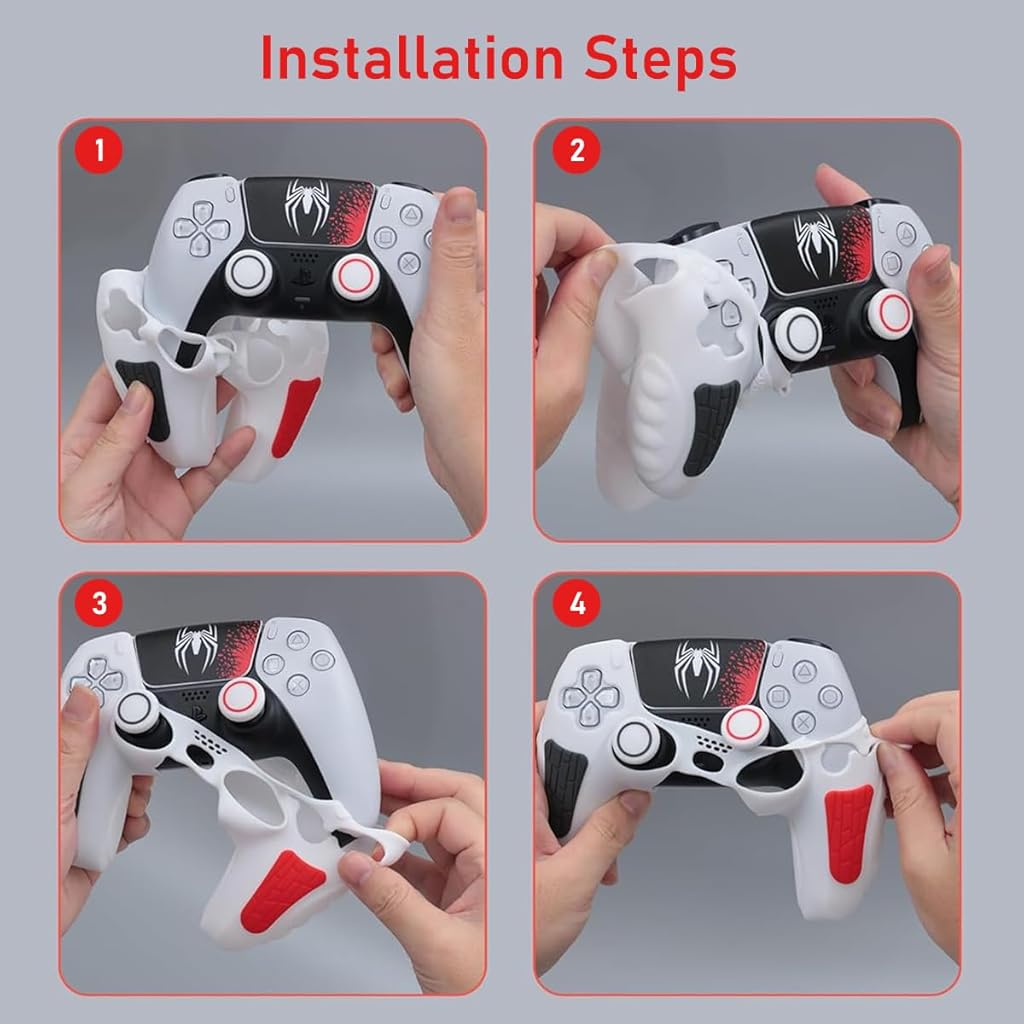 ZORBES PS5 Controller Cover Case, Anti-Slip Sweat Proof Silicone Cover Skin PS5 Controller Skin Cover for PS5 Dual Sense Controller with Thumb Grip Caps, Joystick Protectors and Cover Wrap Sticker