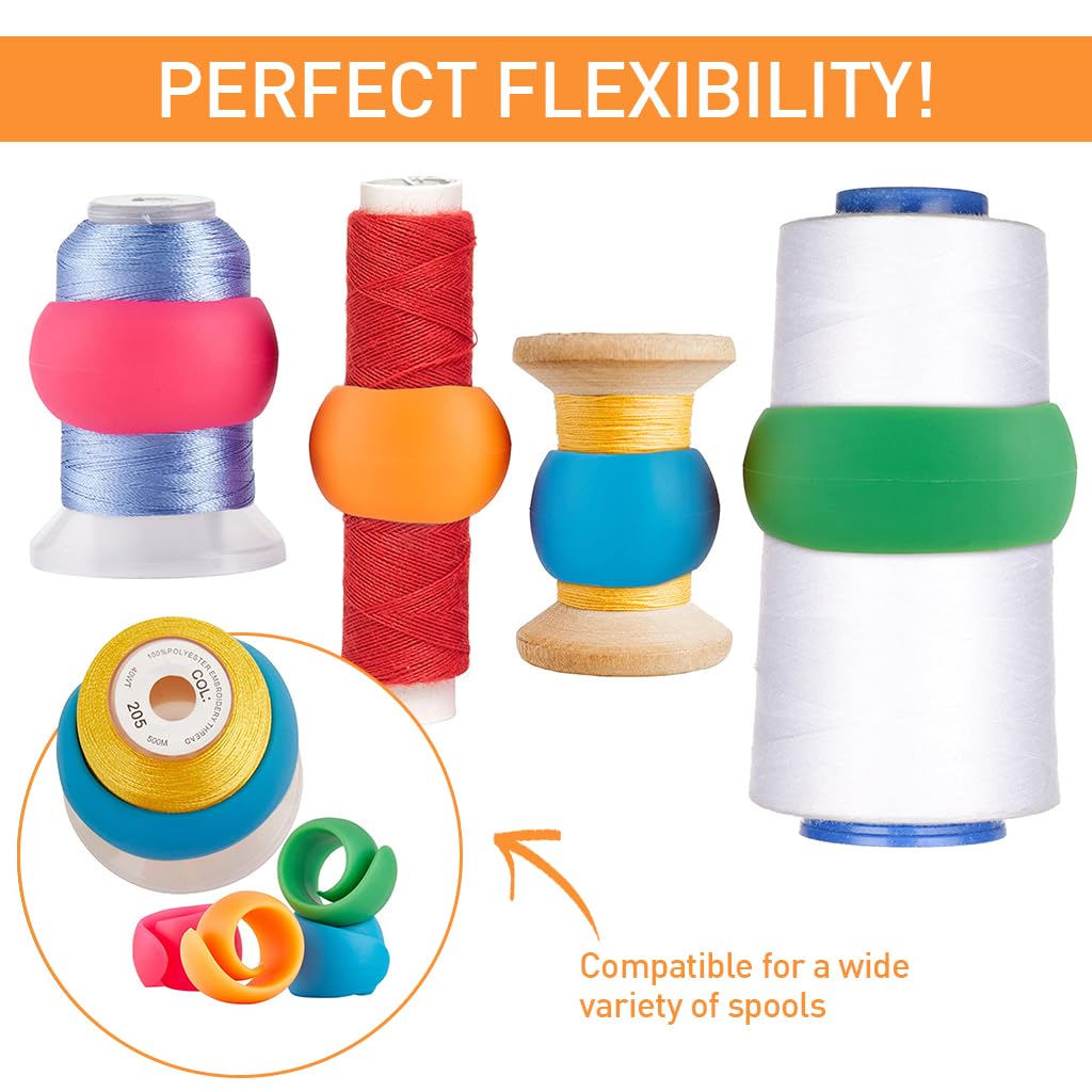 HASTHIP 50Pcs Thread Spool Savers Thread Spool Huggers Prevent Thread Tails from Unwinding Silicone Thread Spool Savers for Sewing Machine and Embroidery Machine Thread Spools