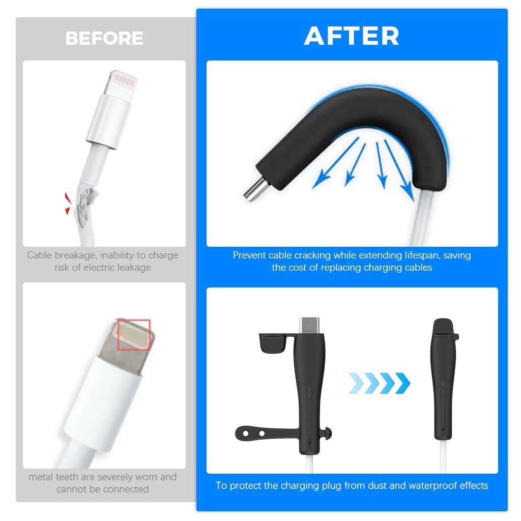 Verilux 2 Pack Silicone Charger Cable Protector, Safety Cover for Apple AtoL 5W and CtoL 20W PD Charging Cables, Cord Sleeve Charging Cable Connector Protective Cover, Mobile Accessories and Gadgets