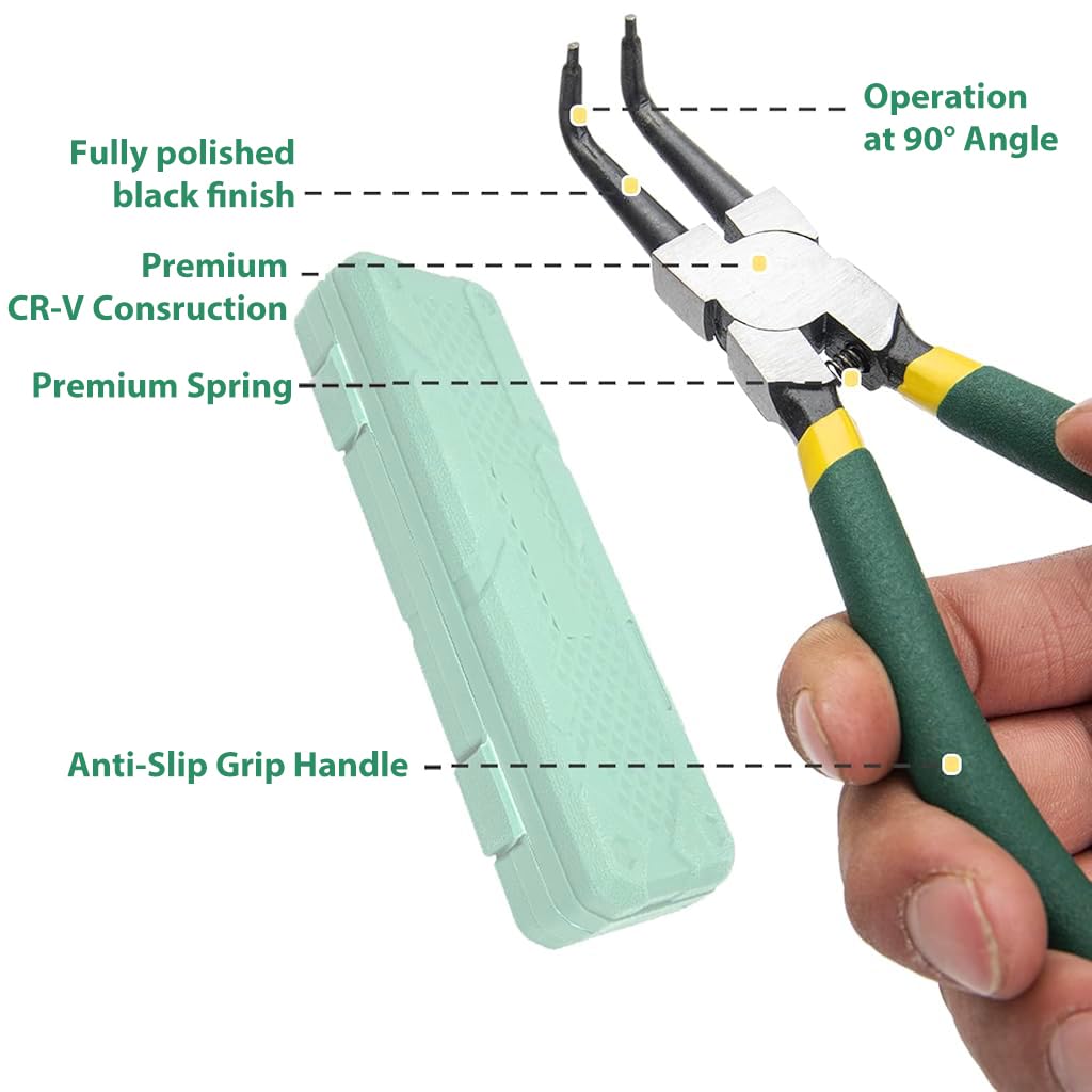 Serplex 4Pcs Snap Ring Pliers Set with Tool Box 7 Inches Straight Tip Circlip Pliers & Bent Tip Circlip Pliers Set for Install and Remove Circlips Retaining Ring Removal Plier Tools