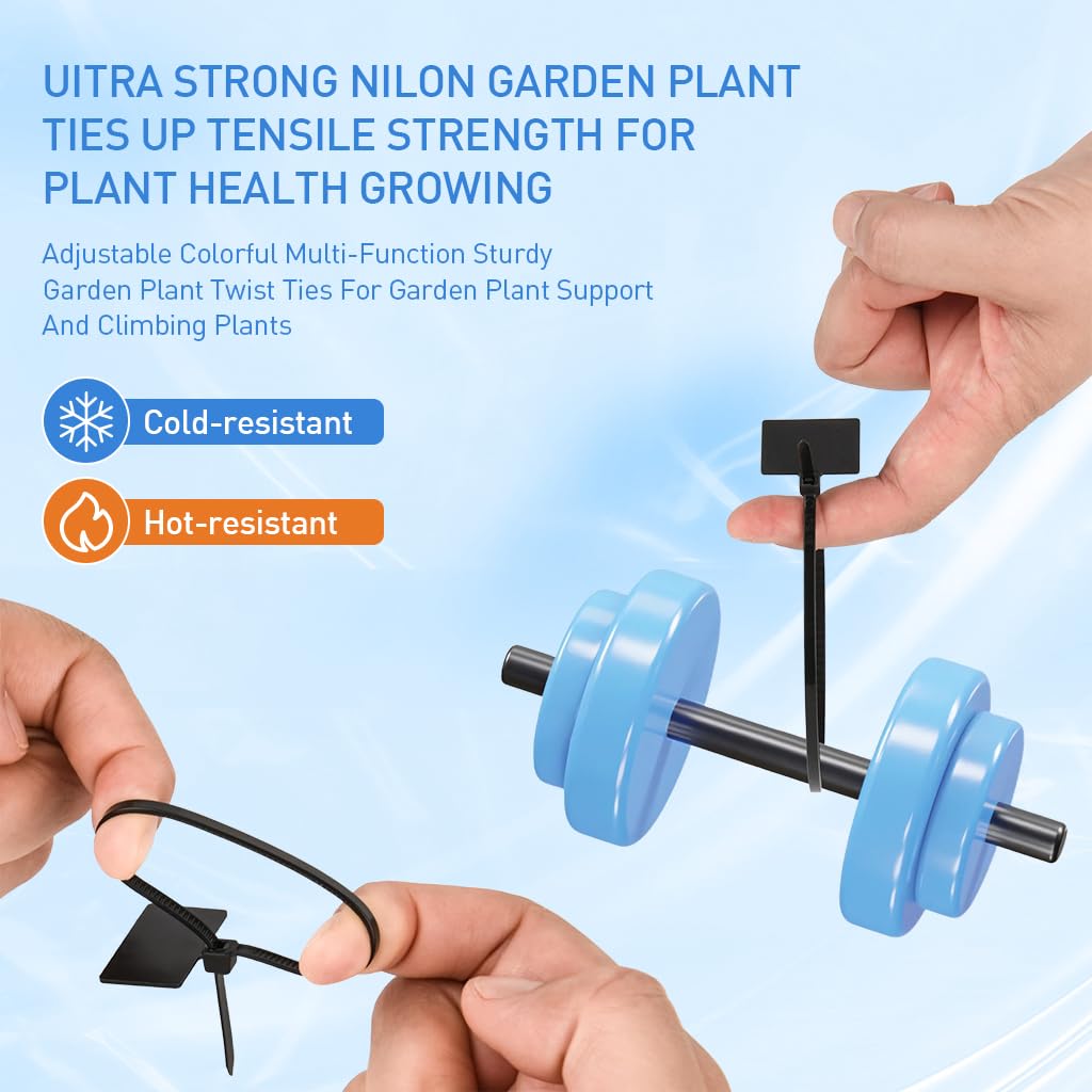 HASTHIP 250Pcs Gardening Plant Ties with Writable Name Tag 5.9 Inches Plant Ties Reuseable Nylon Cable Ties Utility Adjustable Plant Ties, with Label Stickers & Pen