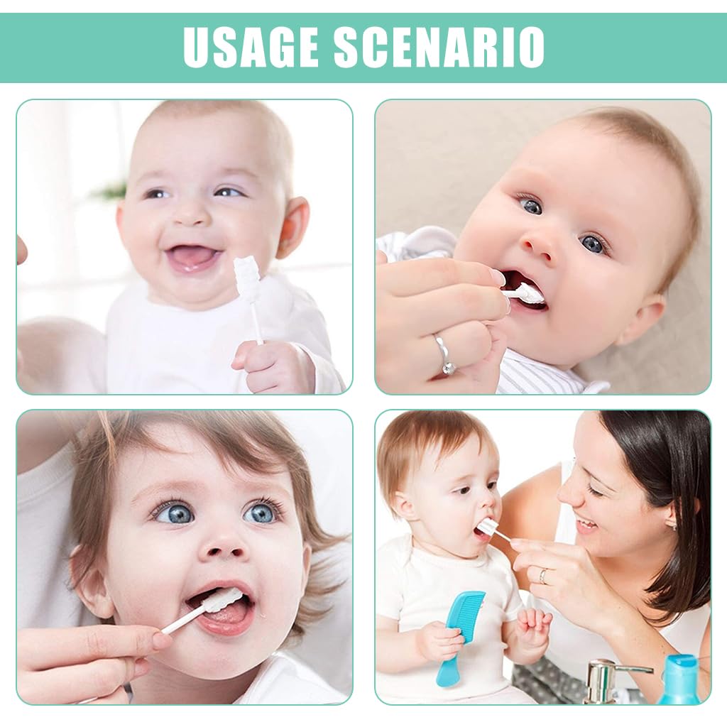 SNOWIE SOFT 30Pcs Baby Oral Cleaning Swabs Disposable Tongue Cleaner Cotton Swab Infant Dental Cleaning Swabs for 0-24 Month Baby