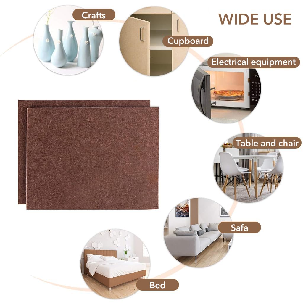 HASTHIP 2Pcs Furniture Pads 21x30cm Non-adhesive Square Felt Furniture Pads Thicken Noise Reduction Floor Protector Customized Cuttable Felt Furniture Pads with Double-side Adhesive Sticker