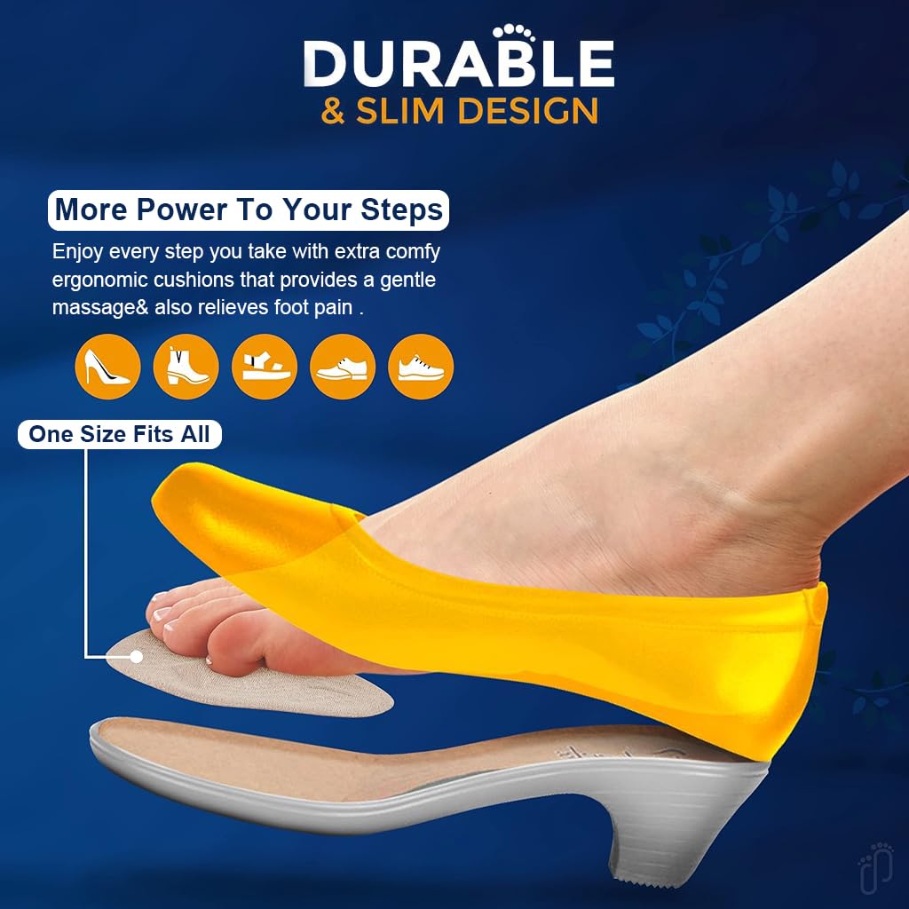 PALAY Foot Support for High Heels Anti Slip Soft Gel Insole Pads Ball of Foot Cushion Pad for Heels, Shoes Metatarsal Pads for Toes Pain Metatarsalgia Dancer Metatarsal Pads for Women, Men - 2 Pair