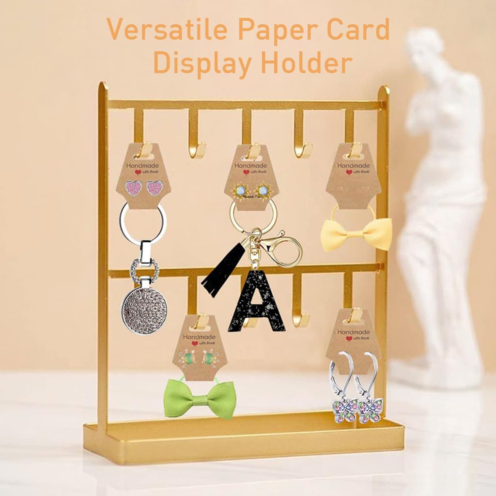 HASTHIP 200Pcs Paper Card Holder Jewelries Display Paper Holders for DIY Jewelries Self Adhesive Jewelry Holder with Handle Handmade DIY Business Packing Supplies for Scrunchies, Necklace Bracelets