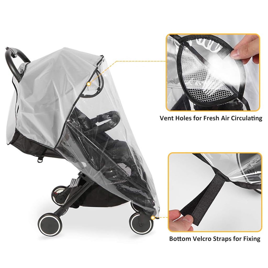 SNOWIE SOFT Baby Stroller Rain Cover Universal Waterproof Windproof Rainproof EVA Stroller Cover for Winter with Breathable Air Vent, Stroller Cover Protect from Sun Dust Snow, Stroller Accessories