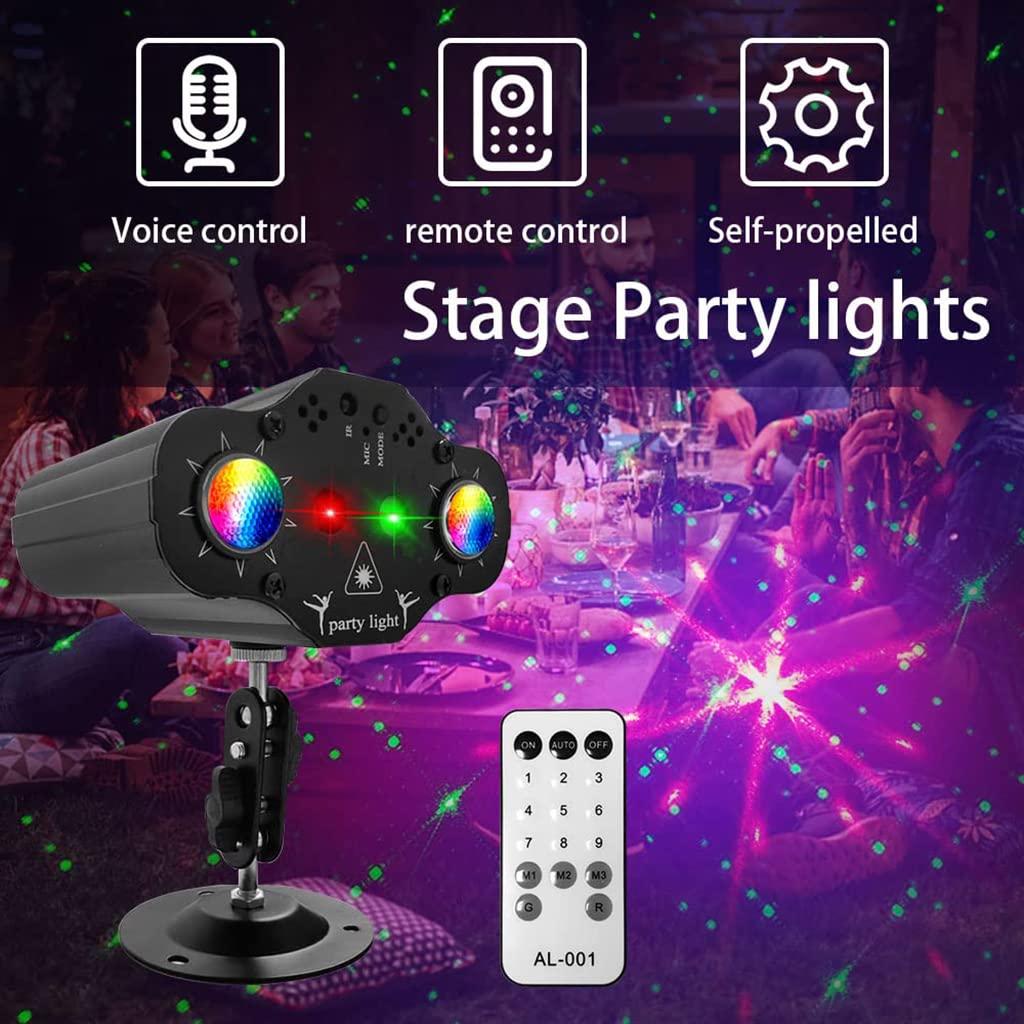 ELEPHANTBOAT DJ Light Party Disco Light for Home Party with Laser Light Remote Control RGB Led Disco Ball 72 Pattern 6 Color & Sound Active Modes Dancing Light for Room Magic Lights for Diwali KTV