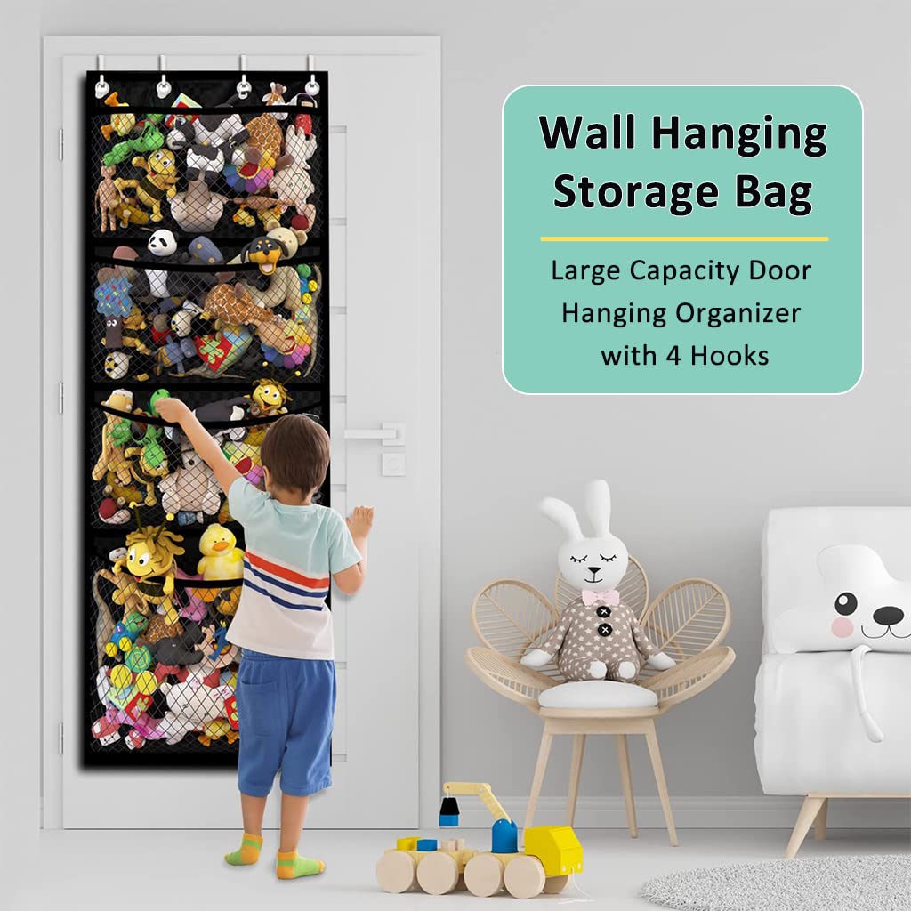 PATPAT Large Capacity Door Hanging Toy Organizer for Kids Room Keep Toys Organized and Easily Accessible Visual Storage Grids and Sturdy Design Perfect for Babies, Toddlers, and Kids 165*60cm