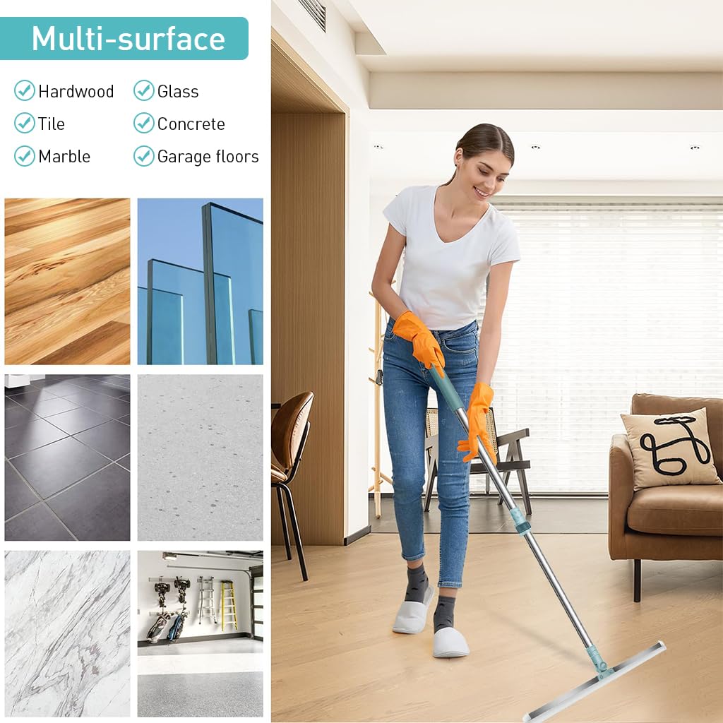 HASTHIP Bathroom Floor Silicone Broom Squeegee Silicone Floor Sweeping Squeegee Broom 19.6 inches Width Silicone Strip Broom Spotless Floor Broom Rotatable Floor Water Sweeping Squeegee
