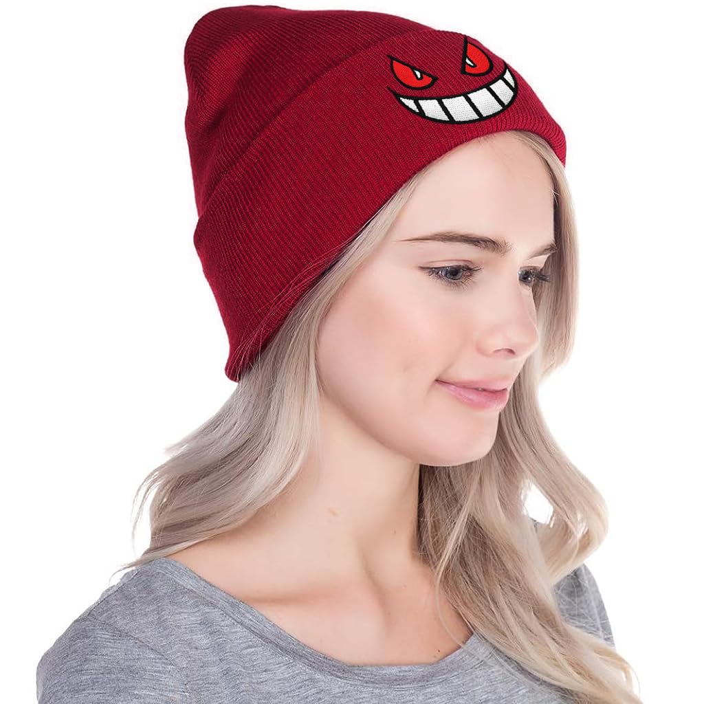 PALAY Winter Warm Beanie Hat Unisex Winter Hat Fashion Print Knitted Hat Caps Stretchy Knitted Hat for Men and Women, Winter Gift Christmas Gift, Black